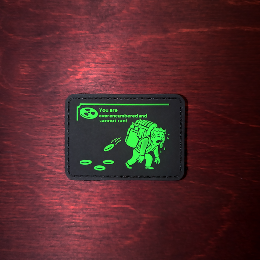 Overencumbered Disc Golf PVC Patch: Overweight, Disc Golf, Video game, Wasteland